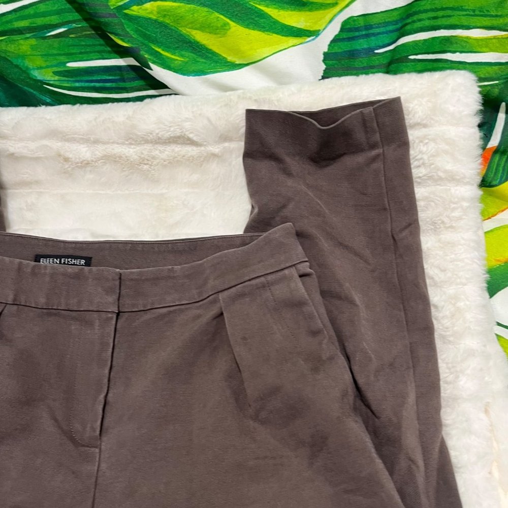 Eileen Fisher 0 Brown Slim Cropped Tapered Fall Winter Neutral Minimalist Pants